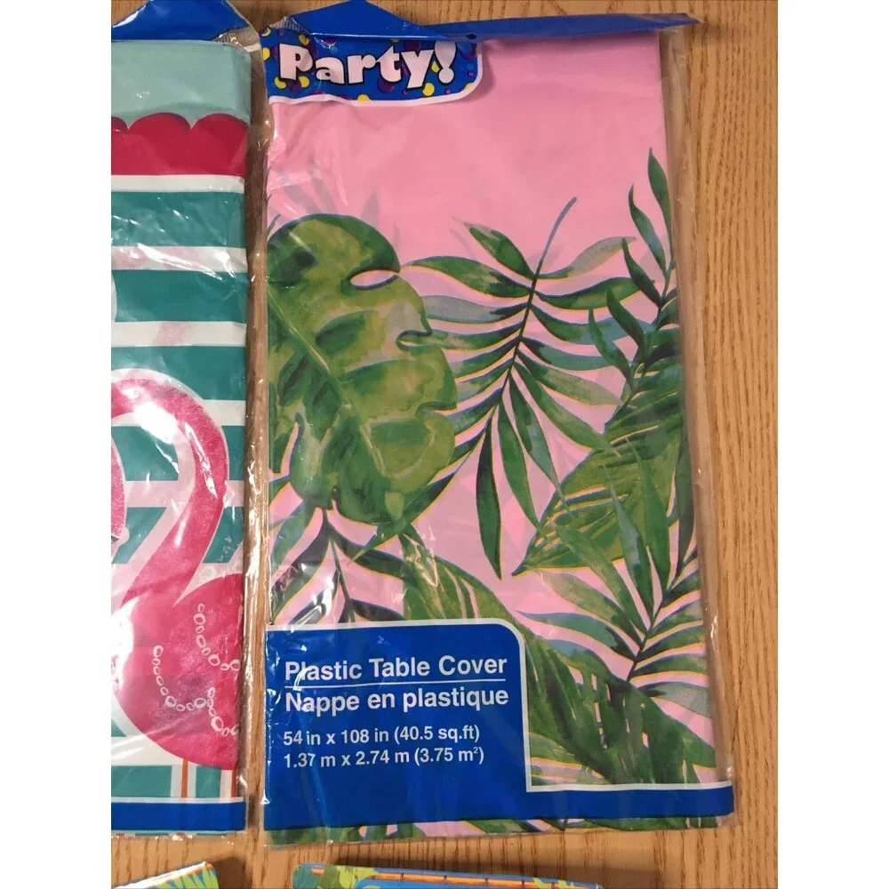 New Bundle Of 22pc Tropical Flamingo Party Birthday Paper Straws & Table Cover